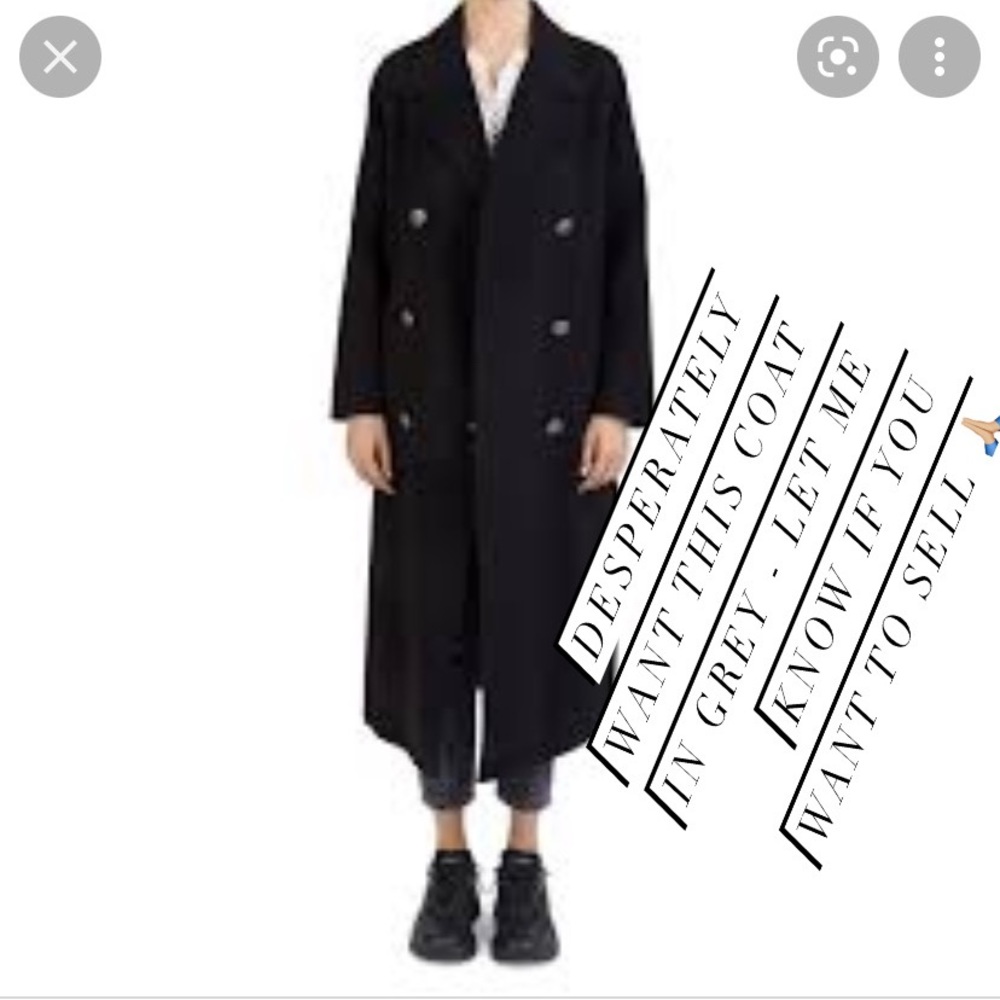 Kooples double breasted GREY wool coat sz 34